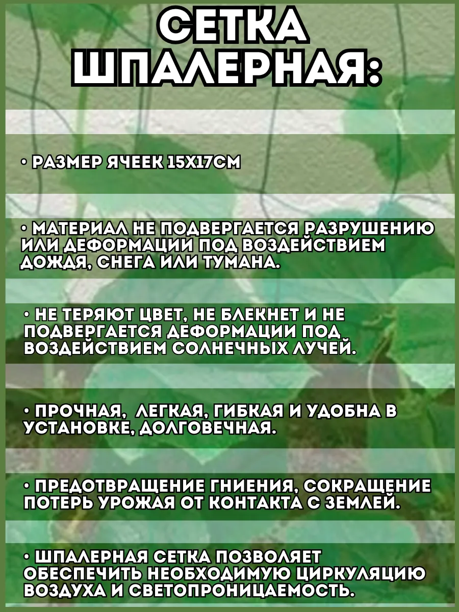 Сетка шпалерная для огурцов и вьющихся растений 2х5м