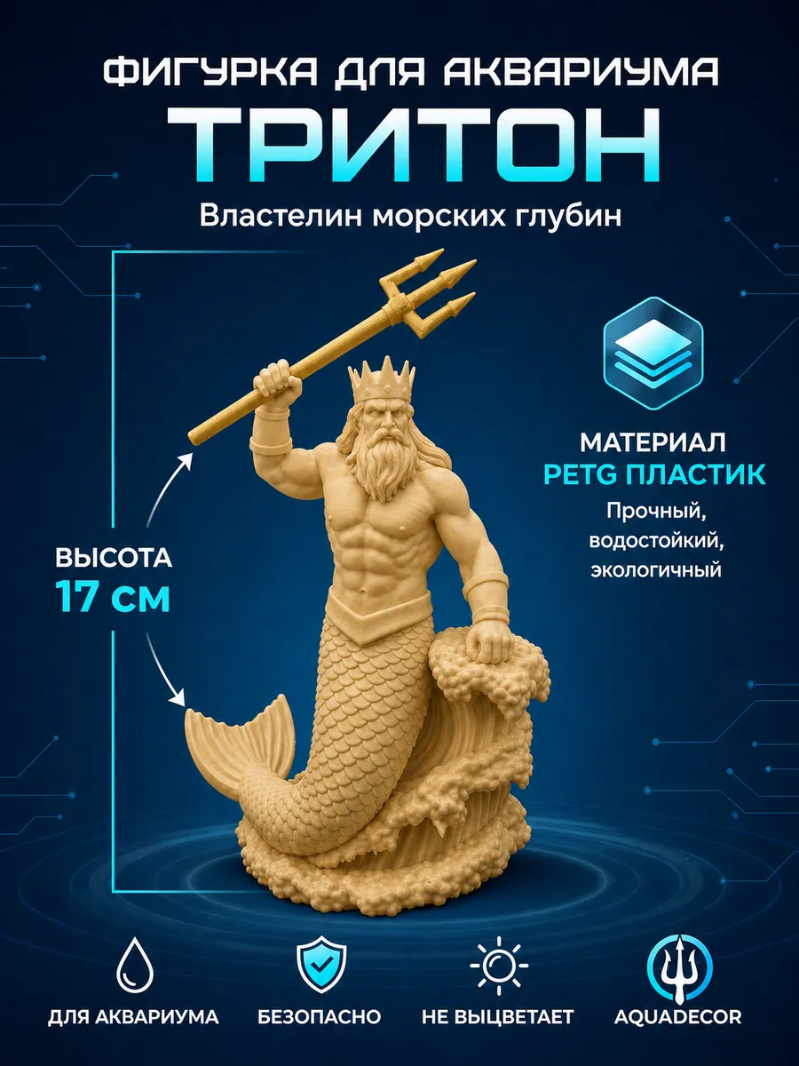 Декорация для аквариума Тритон 17см бежевый